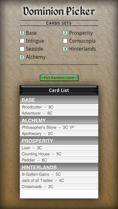 Dominion Card Picker screenshot 1