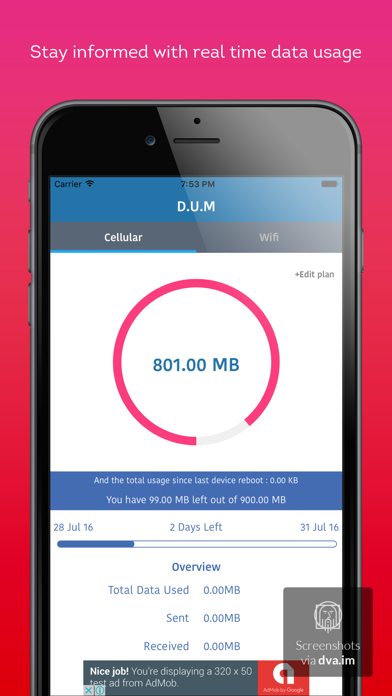DUM Data usage manager-Track network data usage,Monitor mobile data plan manager screenshot 1