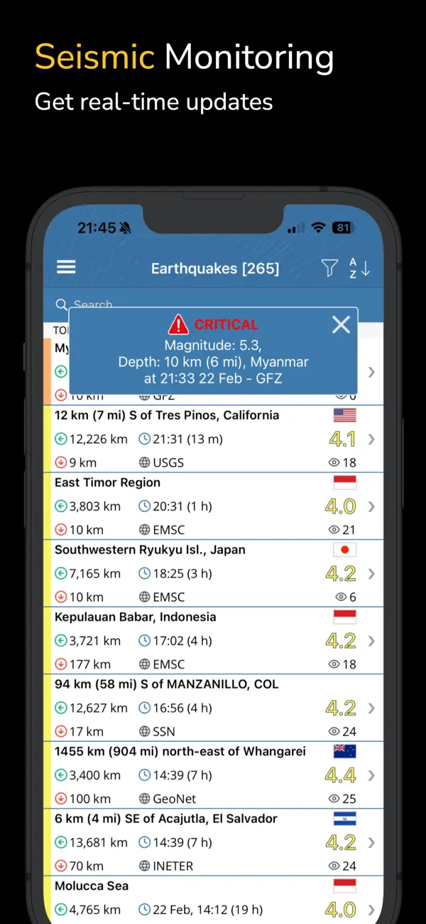 Earthquake+ Alerts, Map & Info screenshot 5