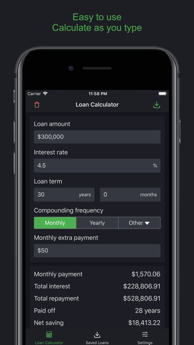 Easy loan calculator: mortgage screenshot 3
