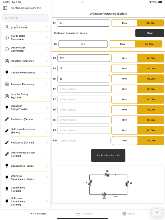 Electrical Calculator lite screenshot 3