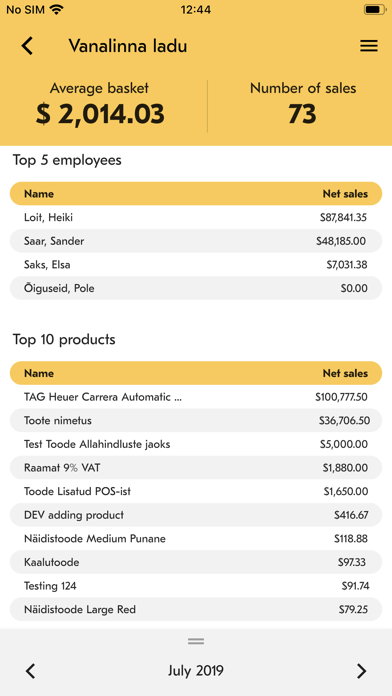 Erply Sales Dashboard screenshot 2