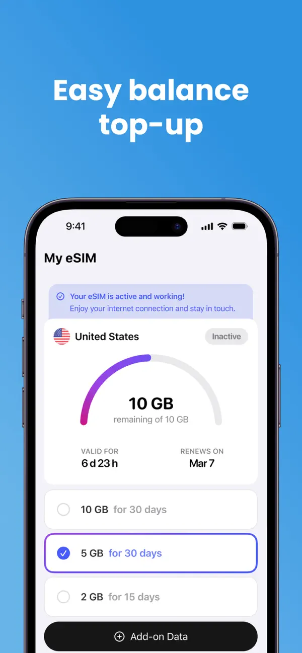 eSim Virtual Mobile Travel App screenshot 4
