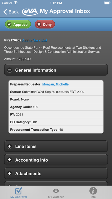 eVA Mobile 4 Approvers screenshot 2