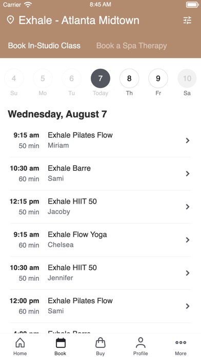 exhale mind body spa screenshot 2