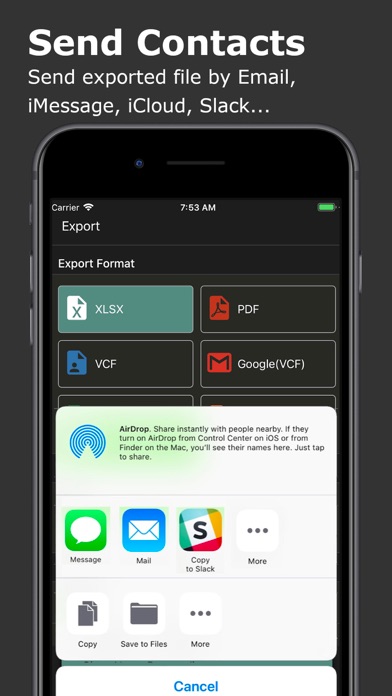 Export Contact to XLS PDF VCF screenshot 5