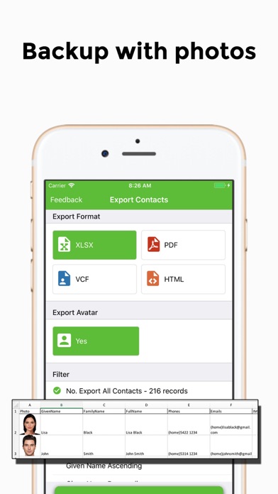 Export Contact to XLS PDF VCF screenshot 2