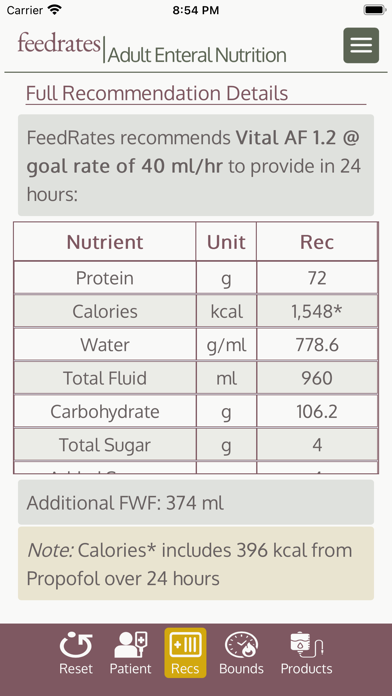 FeedRates - Adult Tube Feeding screenshot 1