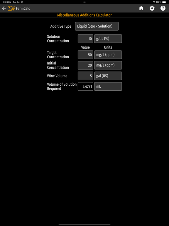 FermCalc Winemaking Calculator screenshot 1