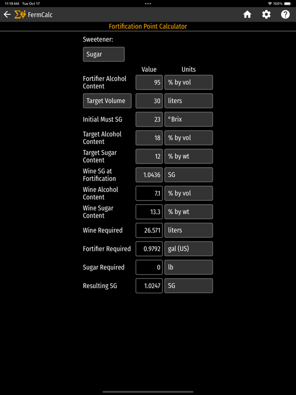 FermCalc Winemaking Calculator screenshot 2