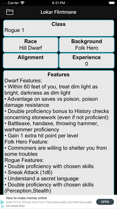 Fifth Edition Character Sheet screenshot 1