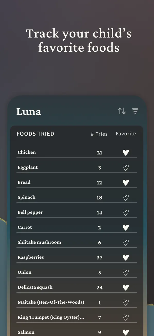 First Bites: Baby food tracker screenshot 1