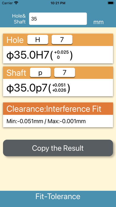 Fit Tolerance Calculator screenshot 1
