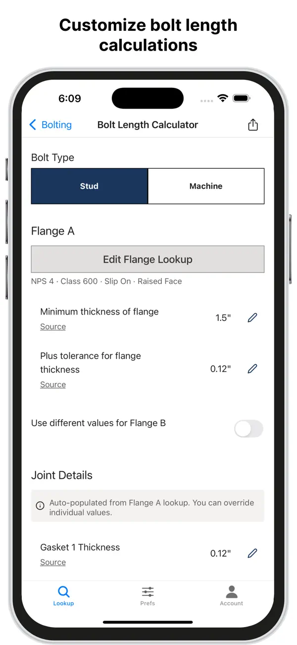 Flange Bolt Size & Torque screenshot 1