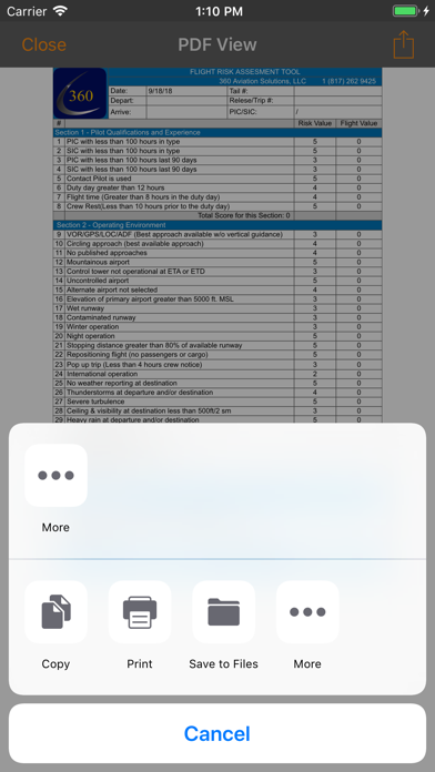 Flight Risk Assessment (FRAT) screenshot 1