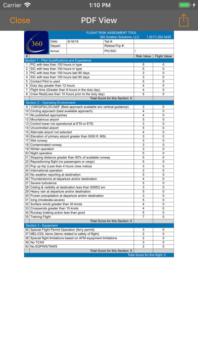 Flight Risk Assessment (FRAT) screenshot 3