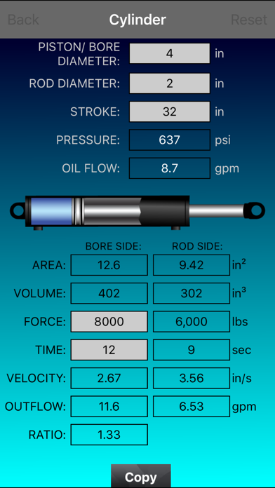 Free Hydraulic Cylinder Calculator screenshot 1