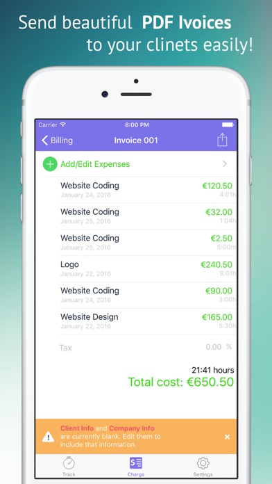 Freely - Project & Time Tracking & PDF Invoicing for Freelancers screenshot 2