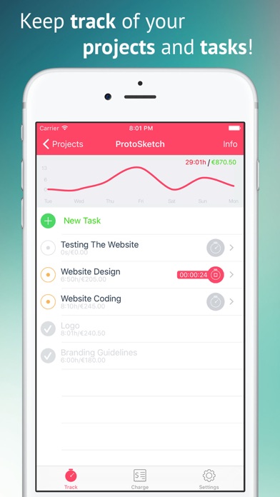 Freely - Project & Time Tracking & PDF Invoicing for Freelancers screenshot 4