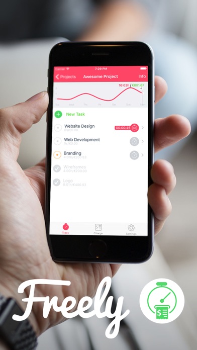 Freely - Project & Time Tracking & PDF Invoicing for Freelancers screenshot 5