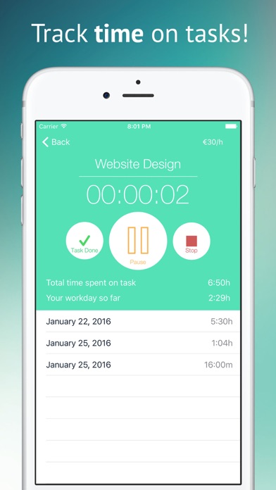 Freely - Project & Time Tracking & PDF Invoicing for Freelancers screenshot 3