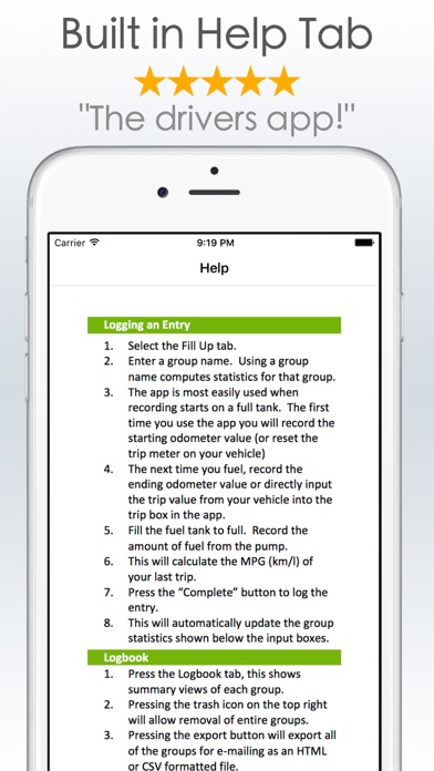 Gas Mileage Calculator and Log screenshot 1
