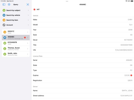 GeoSafe Query screenshot 2
