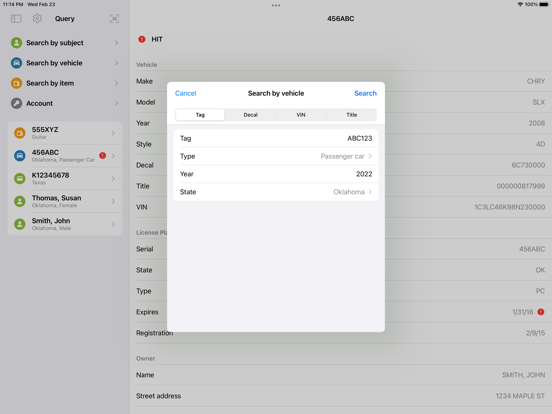 GeoSafe Query screenshot 1