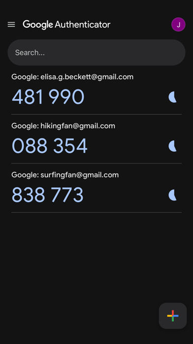 Google Authenticator screenshot 1