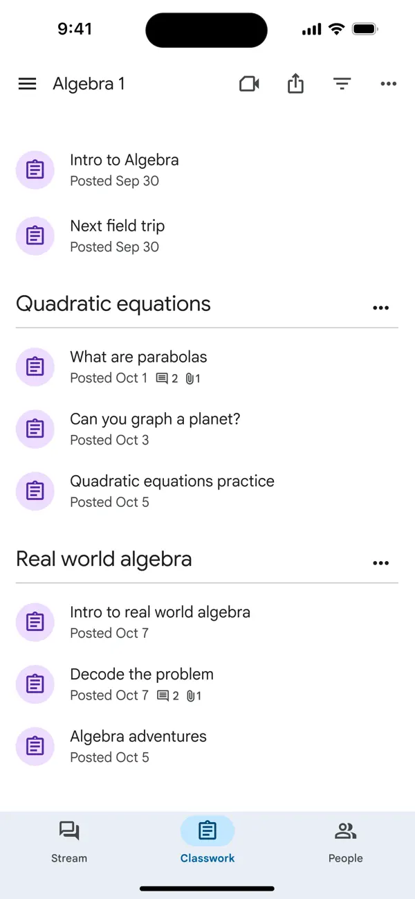 Google Classroom screenshot 4