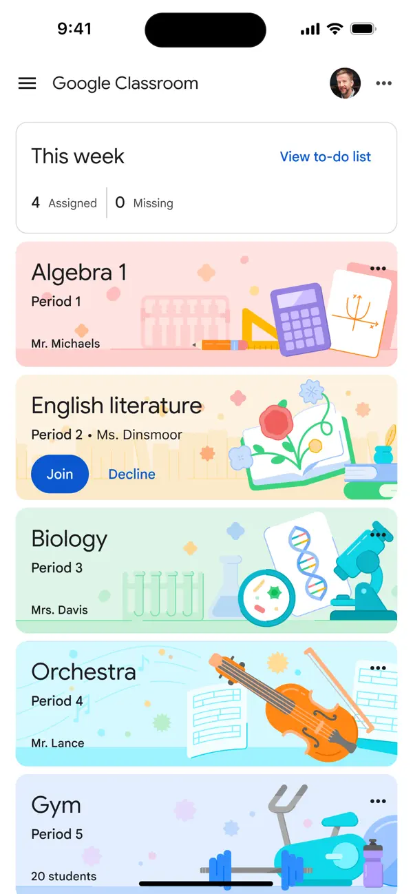 Google Classroom screenshot 2