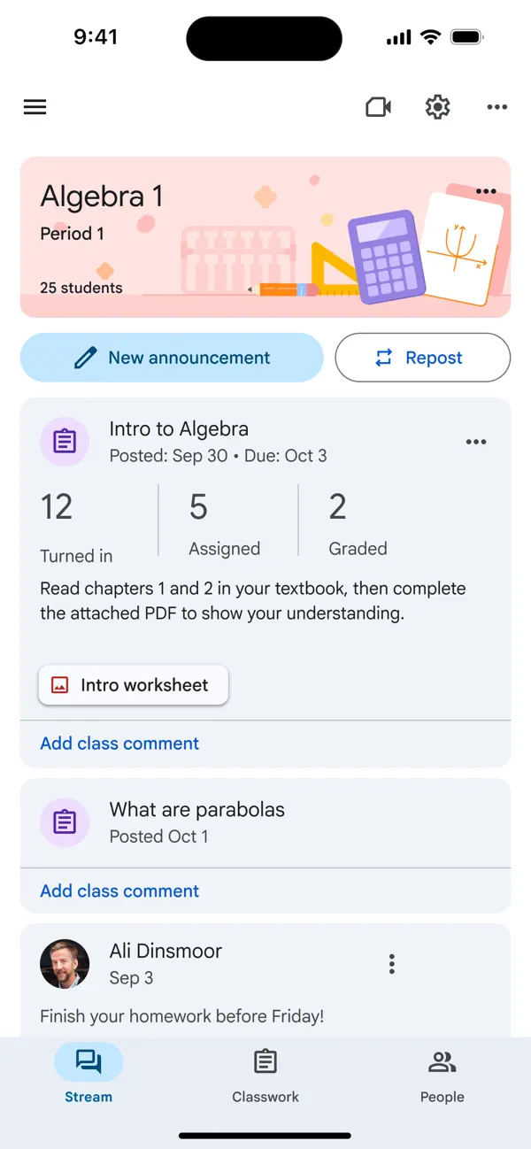 Google Classroom screenshot 5