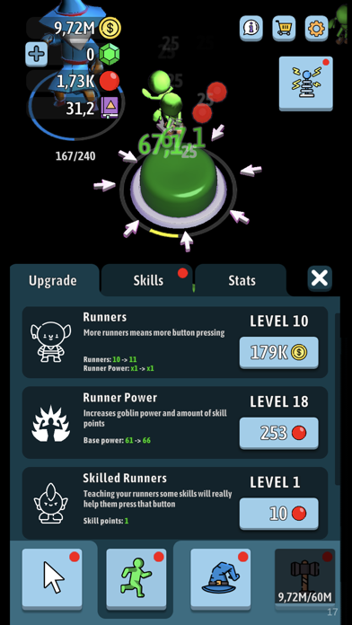 Green button: Idle clicker screenshot 1