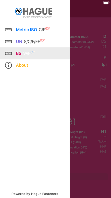 Hague Screw Thread Calculator screenshot 1