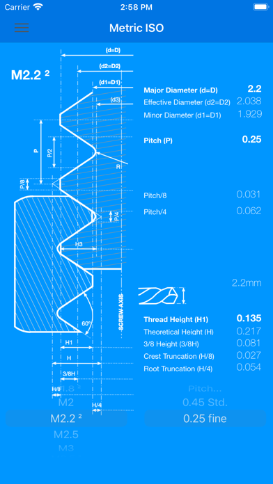 Hague Screw Thread Calculator screenshot 2