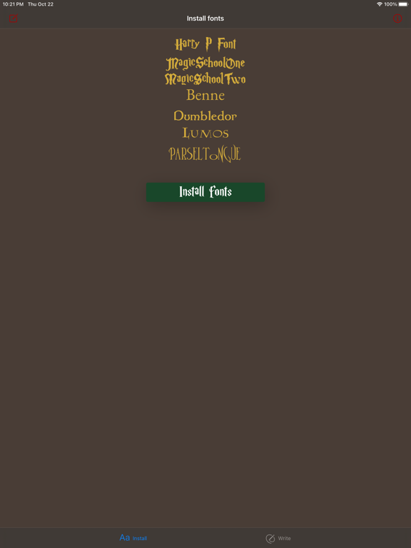 Harry Potter fan club fonts screenshot 2