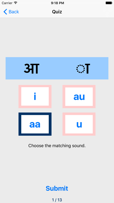Hindi Vowels - Script and Pronunciation screenshot 1