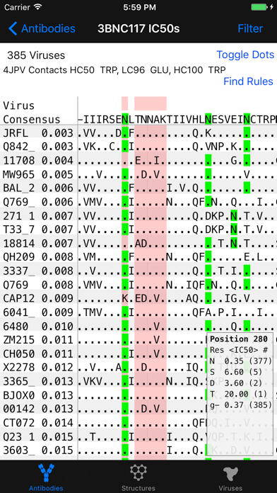 HIV Antibody Database screenshot 3