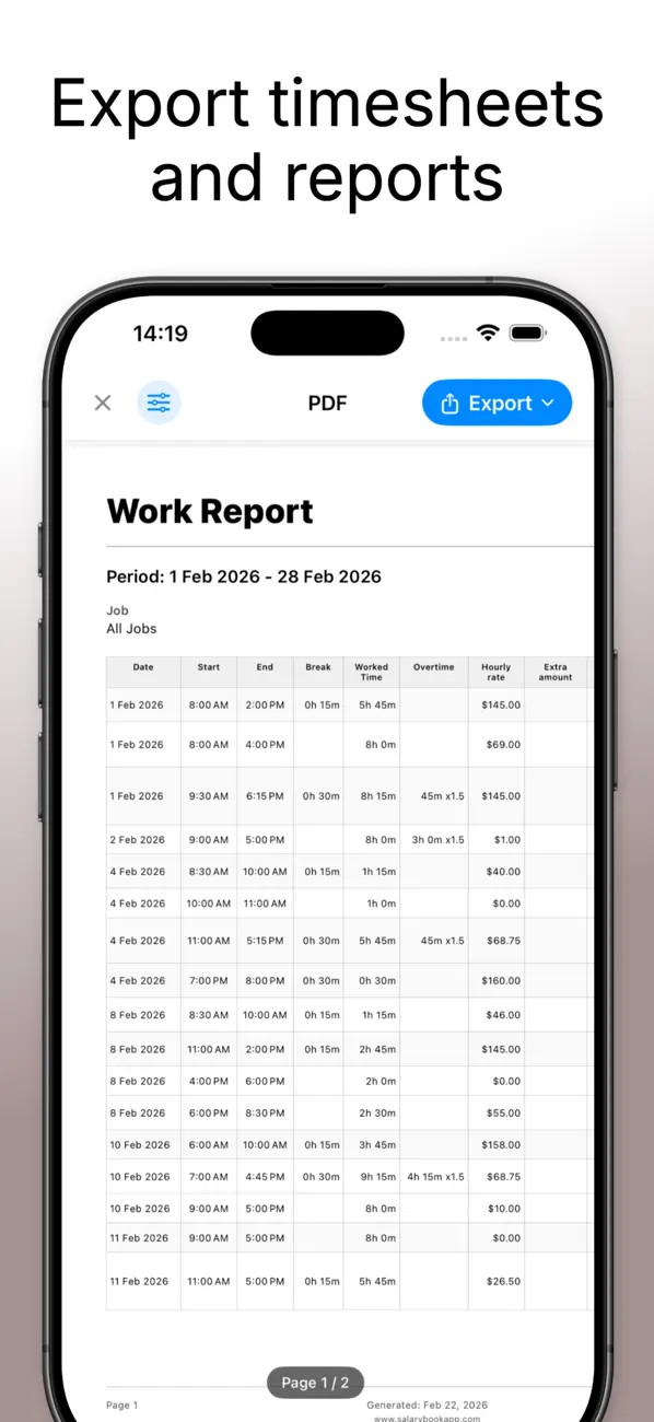 Hours Tracker - Salarybook screenshot 2