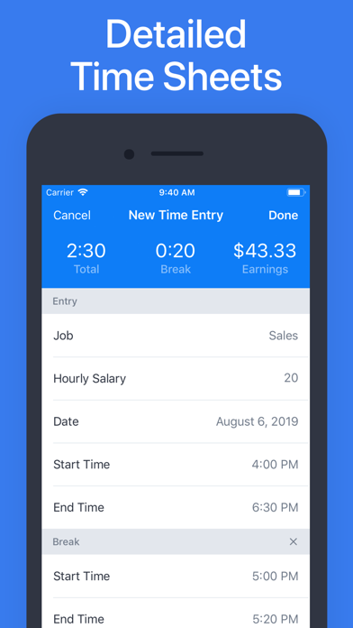 Hours - Tracker & Time Clock screenshot 2