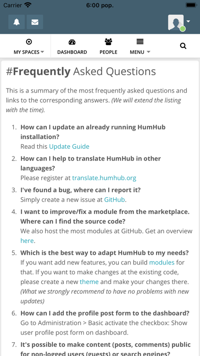 HumHub screenshot 2