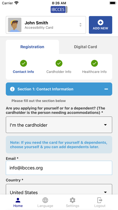 IBCCES Accessibility Card screenshot 2
