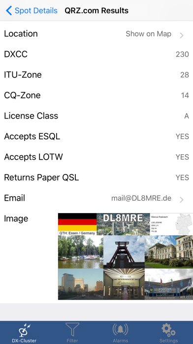 iCluster - DX-Cluster database screenshot 2