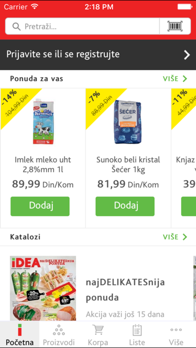 IDEA mobilna aplikacija screenshot 1