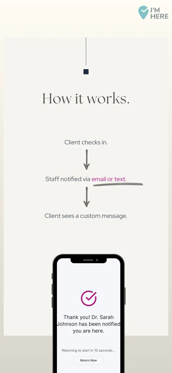 I'm Here! Client Check-In App screenshot 1