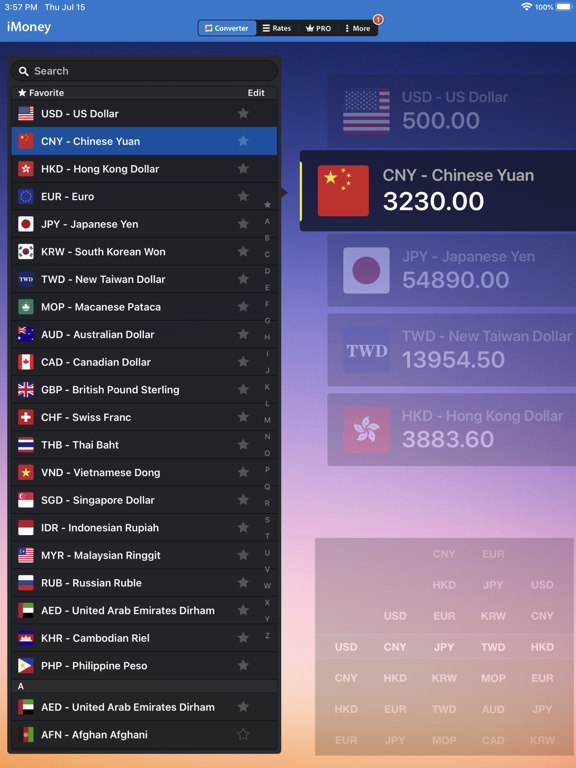 iMoney · Currency Converter screenshot 1