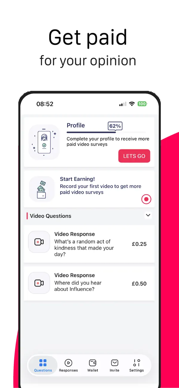 Influence - Paid Video Surveys screenshot 4