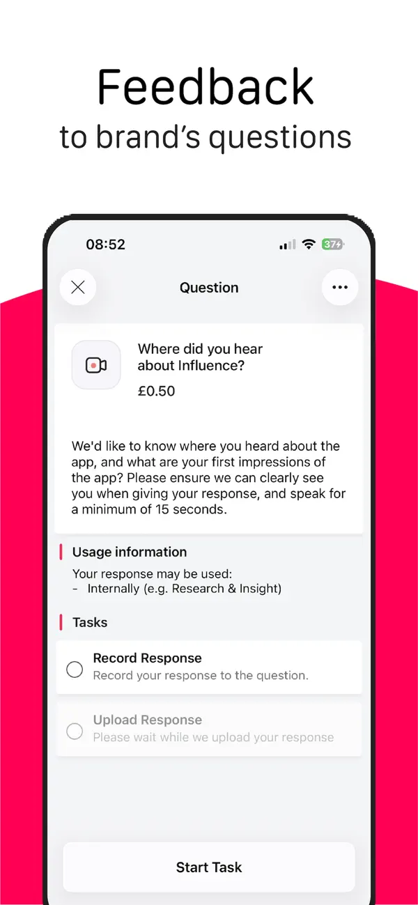 Influence - Paid Video Surveys screenshot 3