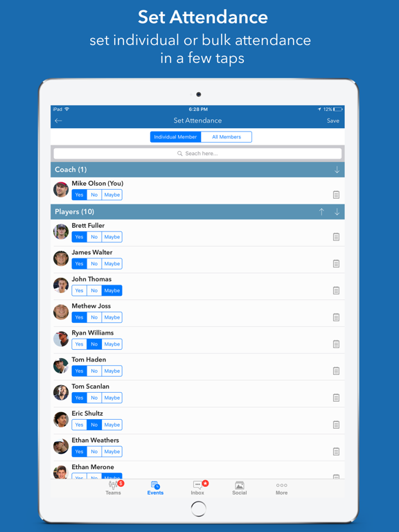 InstaTeam sports team manager screenshot 8