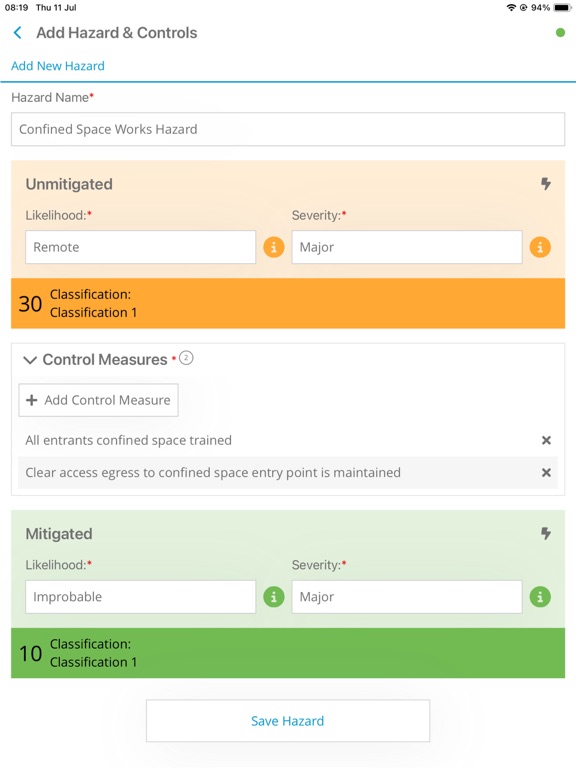 IntelliPERMIT Risk Assessment screenshot 3